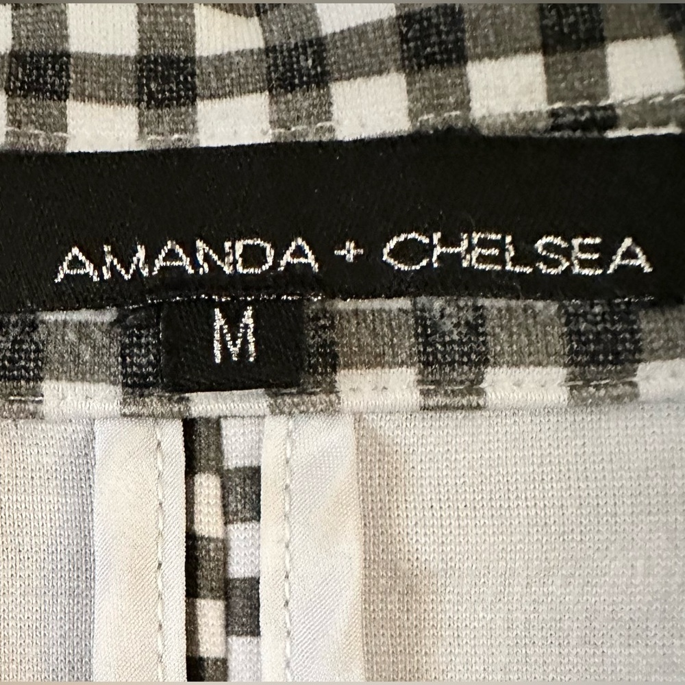 Amanda & Chelsea Black/White Gingham Ruched Sleeve Rayon Knit Blazer - Size M - Picture 2 of 12